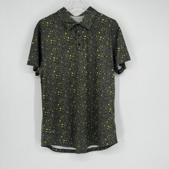 BYLT Performance Polo Mens M Gray Speckled Graphic Athleisure Golf Preppy - Picture 1 of 6